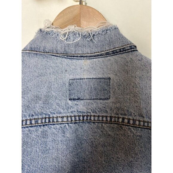 Vintage 90s Levis Destroyed Denim Jacket Two Face Art Comic Batman - Picture 9 of 12